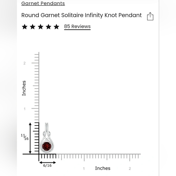 ANGARA Round Garnet Solitaire Infinity Knot Pendant in Sterling Silver, New✨️